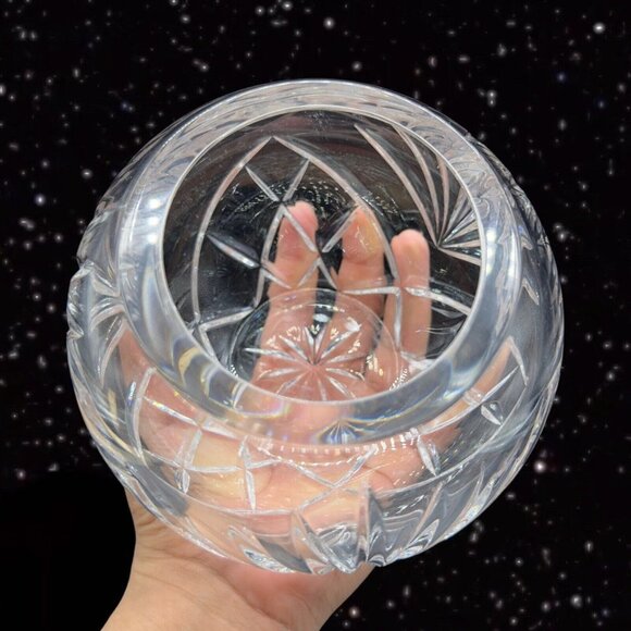 Wedgwood Clear Crystal Glass Rose Bowl Hand Made In England Decorated Marked 4”T - Picture 8 of 11